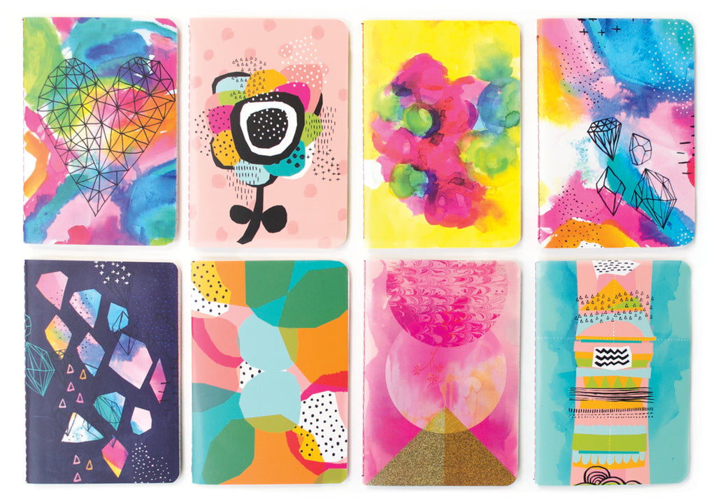 Mini Pocket Pal Journals in Abstract Print (8-Pack)
