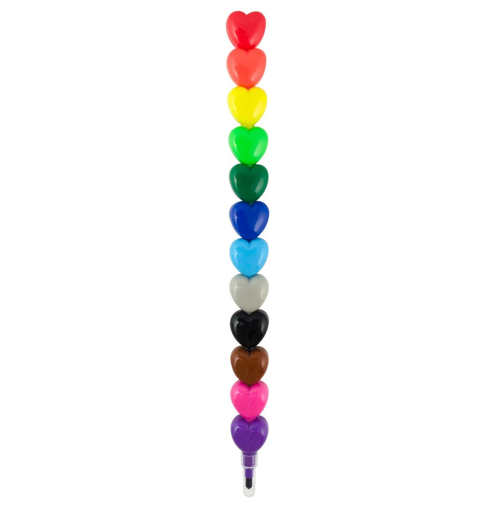 Stacking crayons in heart shape