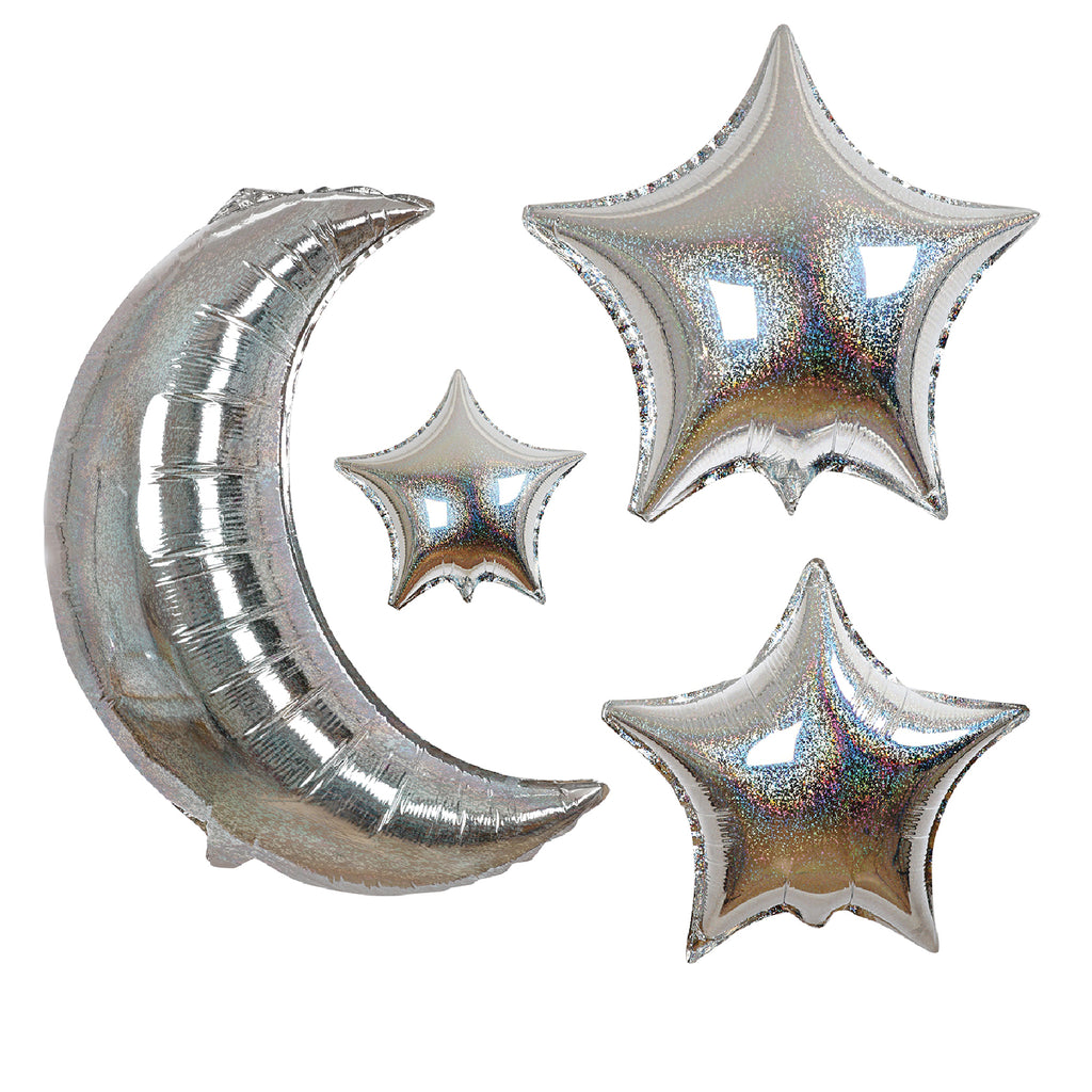 Moon and Star Mylar Balloons
