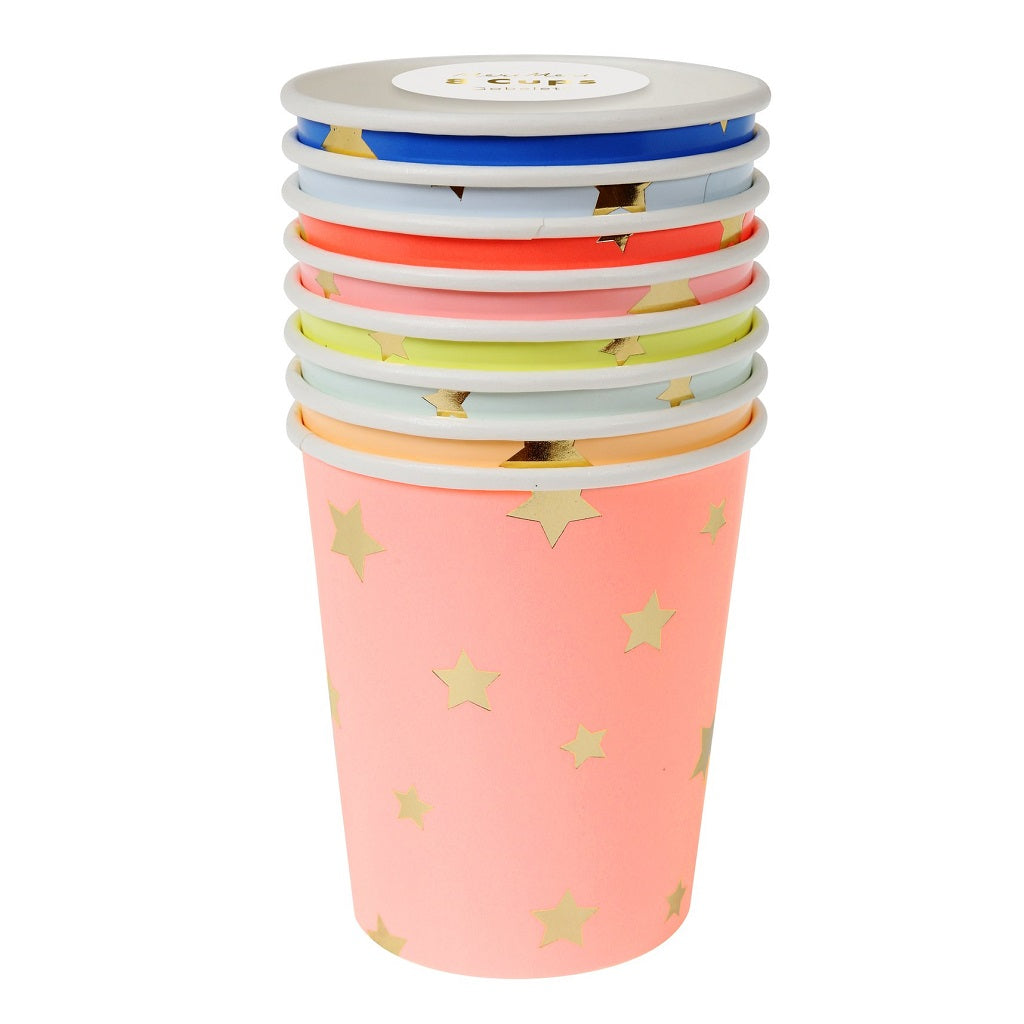Colorful Gold Star Paper Cups