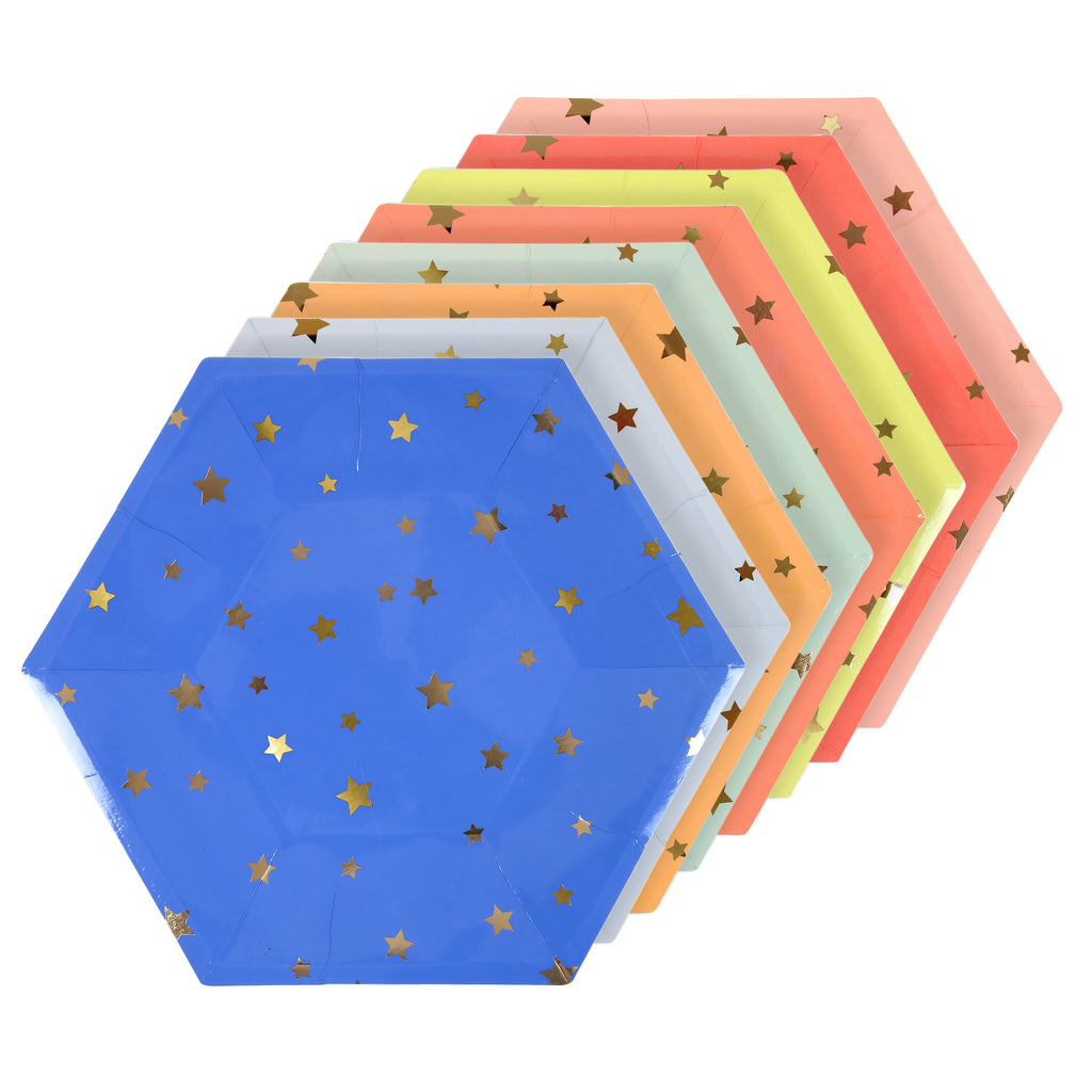 Colorful Gold Star Paper Plates