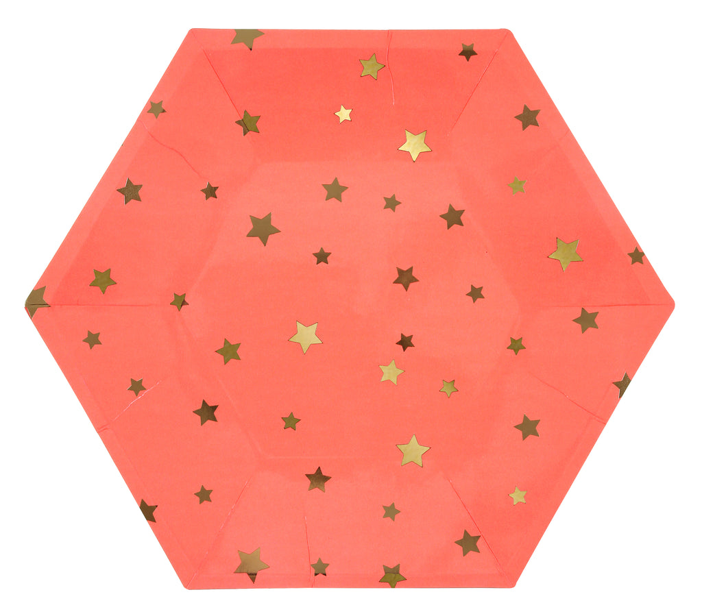 Colorful Gold Star Paper Plates