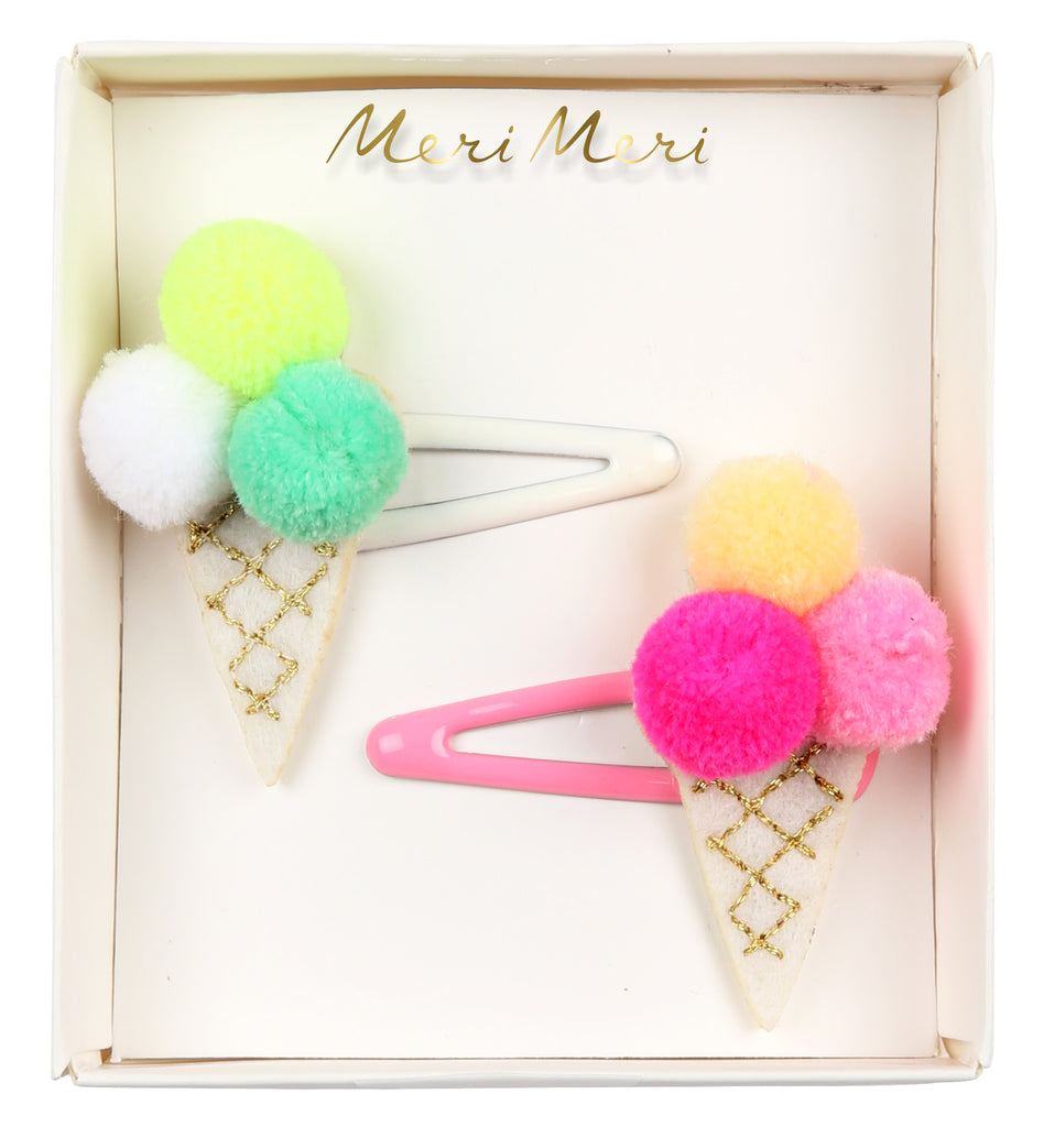 Pom Pom Ice Cream Hair Clips