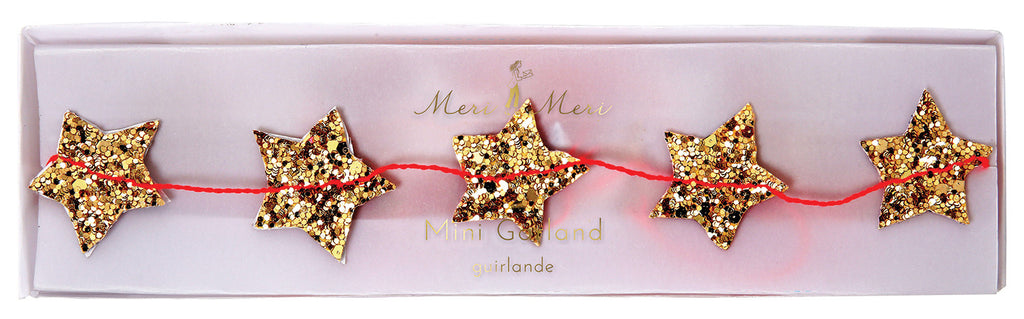 Mini Star Garland in Glitter Gold