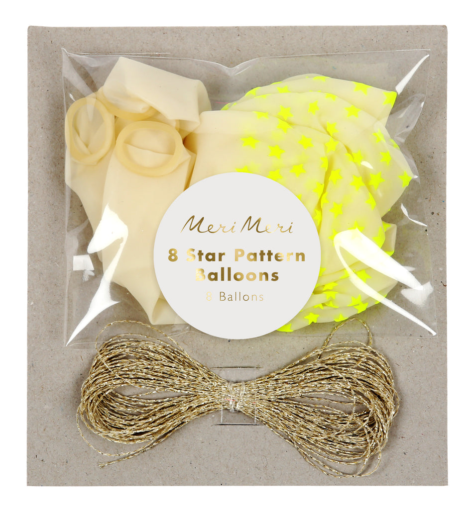 Neon Yellow Star Balloons (8-pack)