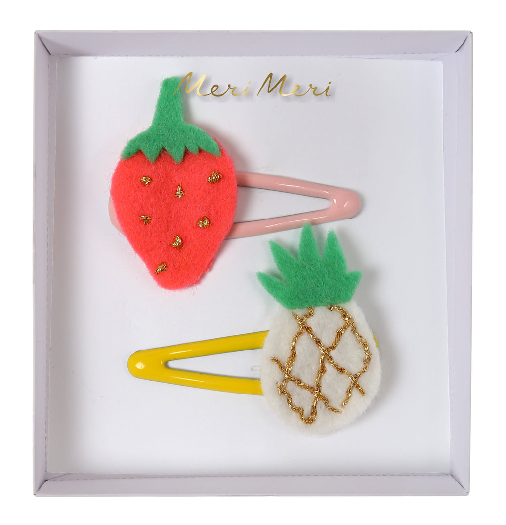 Strawberry + Pineapple Felt Hair Clips