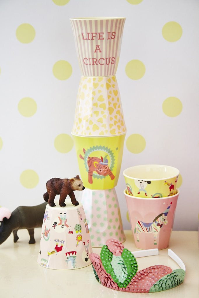 Toddler Small Melamine Cup in Pink Circus Print