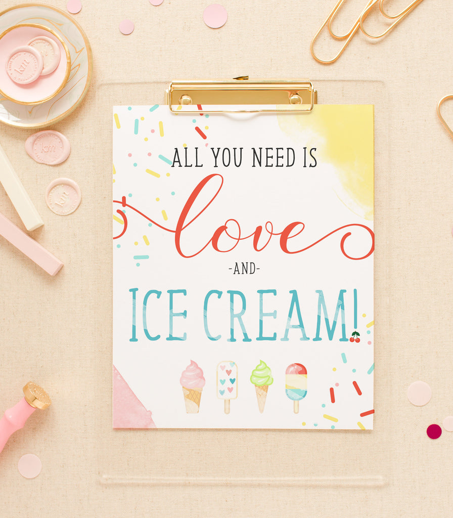 "All You Need is Love & Ice Cream" 8x10 Art Print