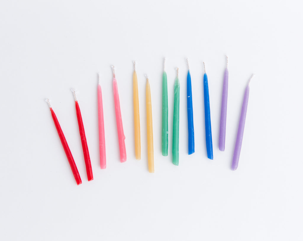 Rainbow Beeswax Party Candles (Short)