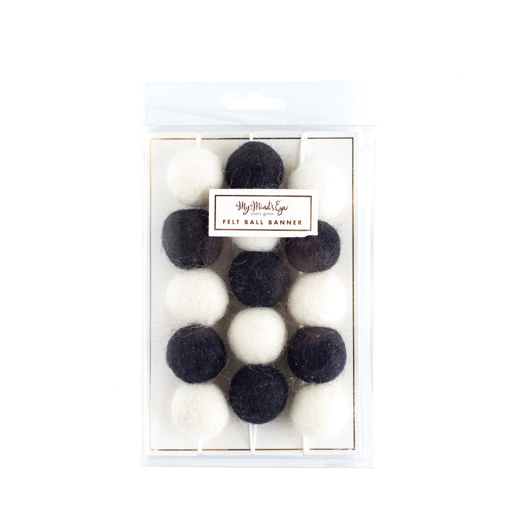 Felt Ball Garland in Black & White