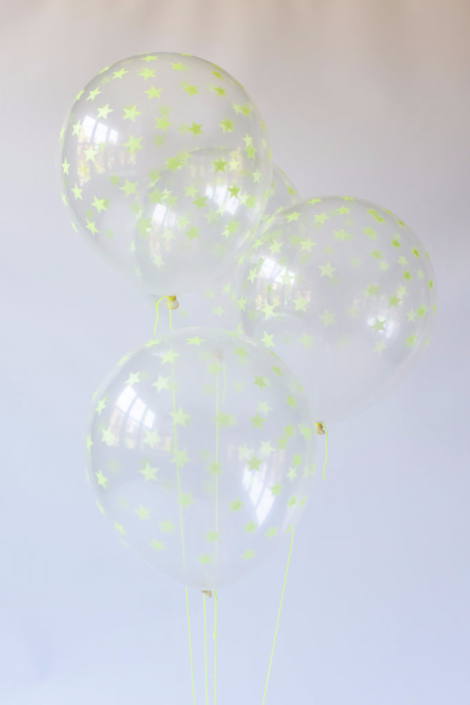Neon Yellow Star Balloons (8-pack)