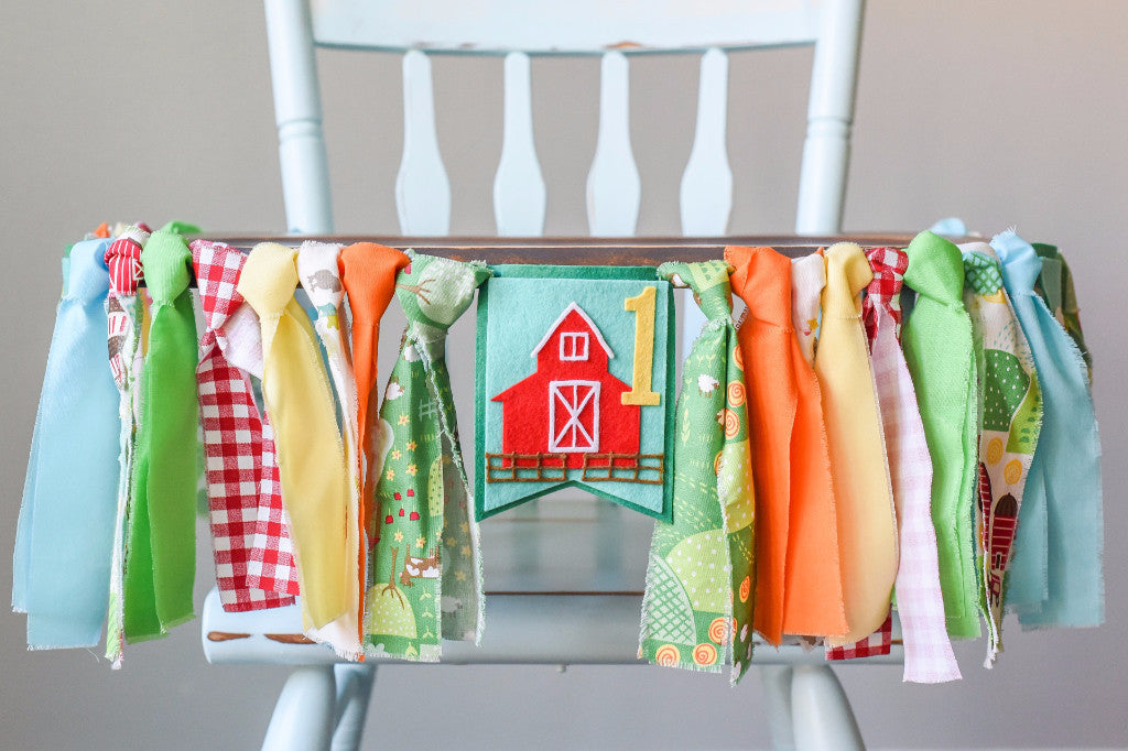 Little Farmer High Chair Banner in Green Handmade by Sugar Moon Bloom