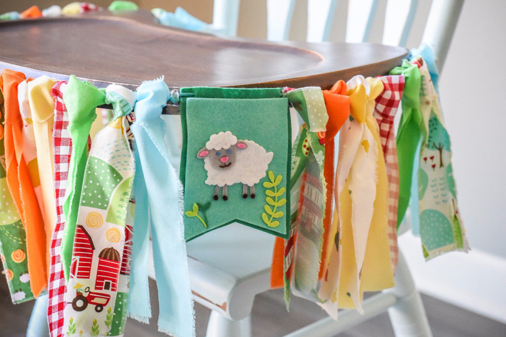 Little Farmer High Chair Banner in Green Handmade by Sugar Moon Bloom