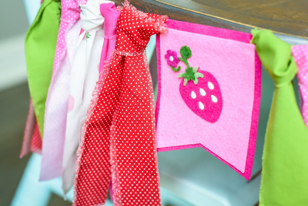 Strawberry Picnic High Chair Banner Handmade by Sugar Moon Bloom