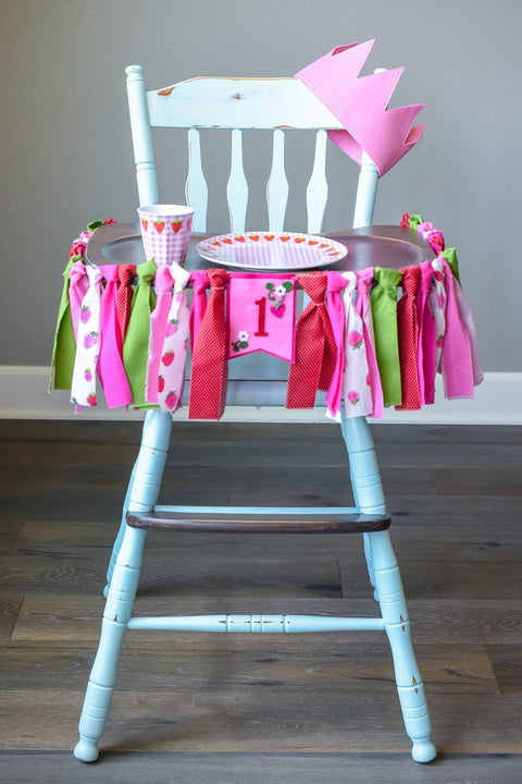 Strawberry Picnic 1st Birthday High Chair Banner Bundle