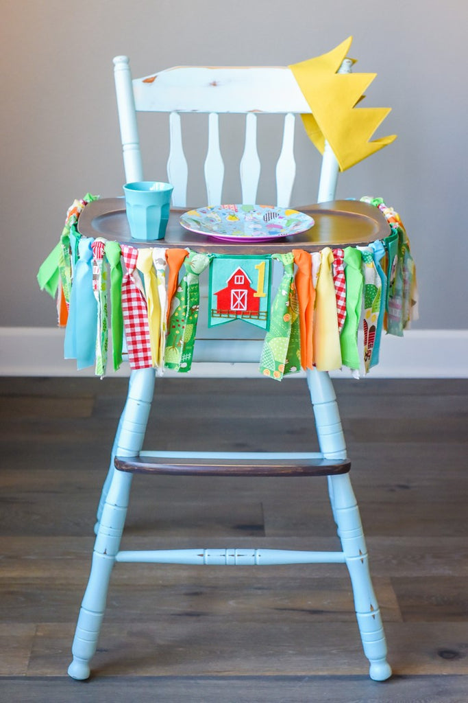 Little Farmer 1st Birthday High Chair Banner Bundle in Green