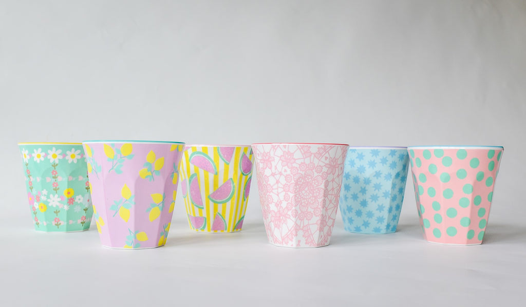 Small Melamine Cups in Pretty Prints (6-pack)