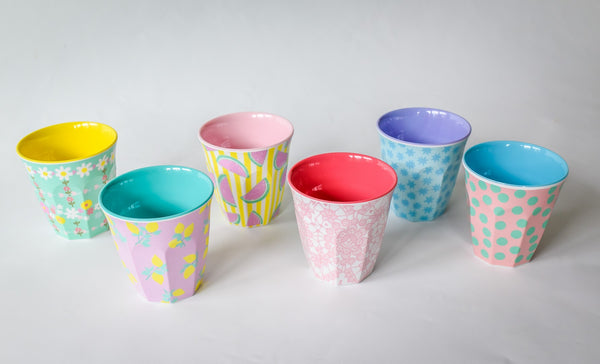 Small Melamine Cups in Pretty Prints (6-pack) - Sugar Moon Bloom