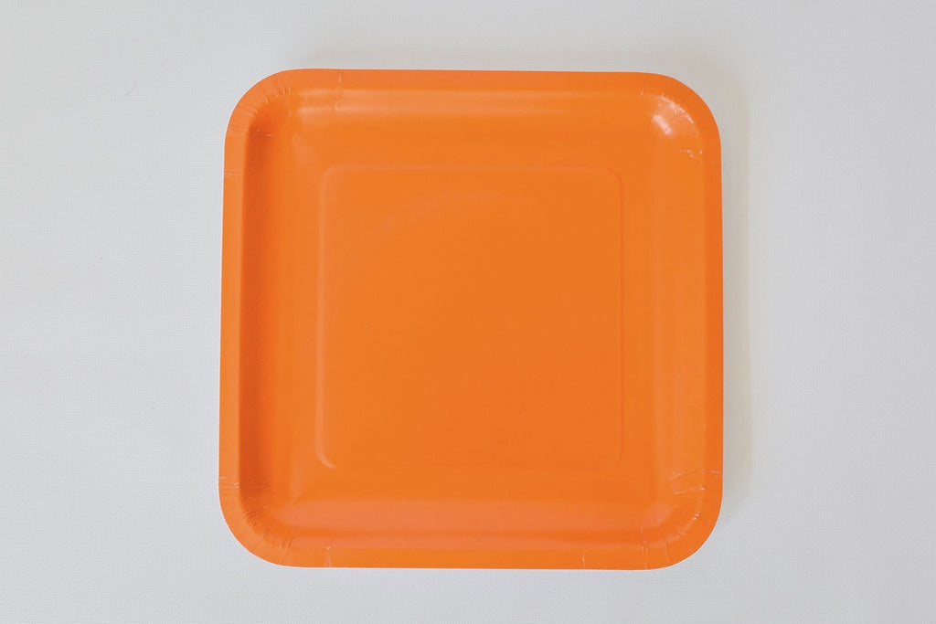 Orange Square Paper Plates (Large)