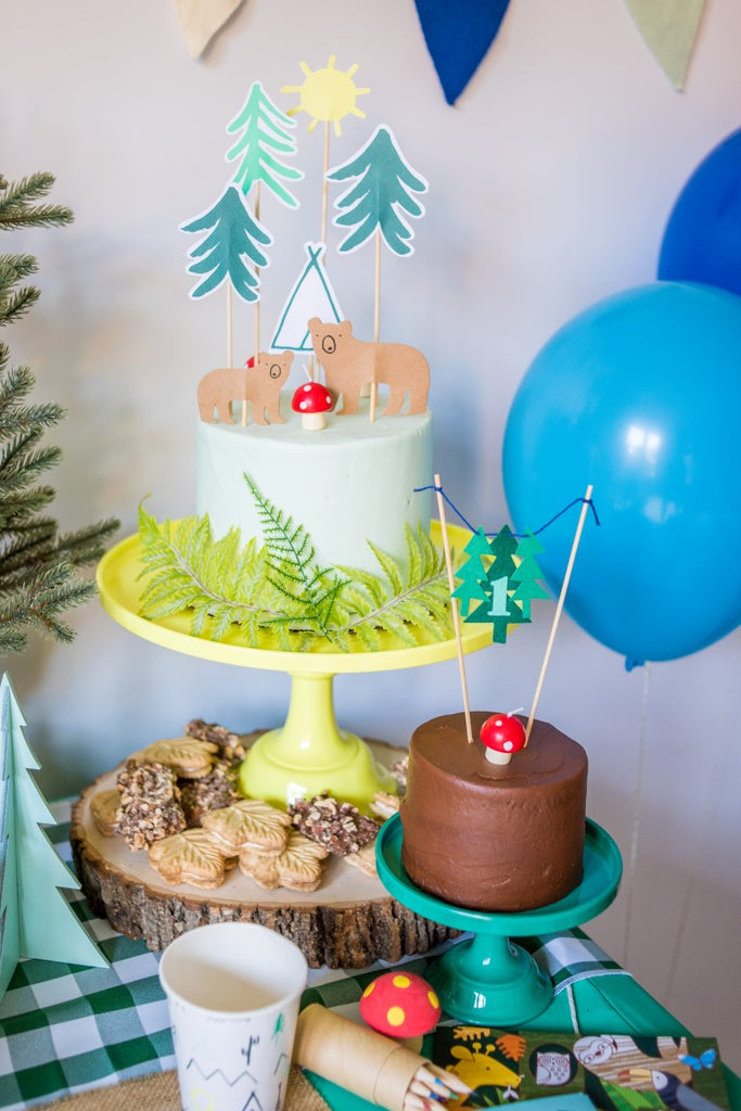 3 Green Trees Felt Cake Banner Handmade by Sugar Moon Bloom