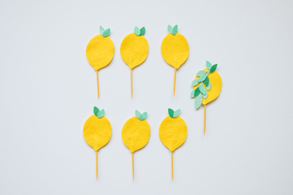 Lemon Party Cupcake Toppers Handmade by Sugar Moon Bloom