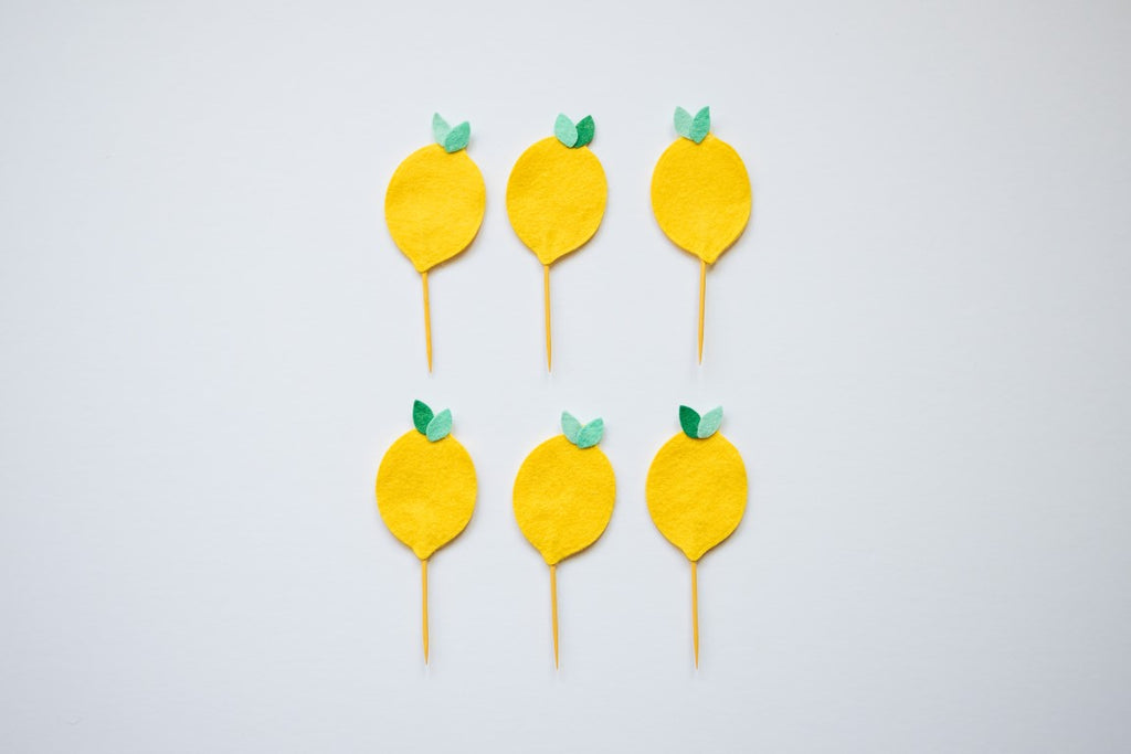 Lemon Party Cupcake Toppers Handmade by Sugar Moon Bloom