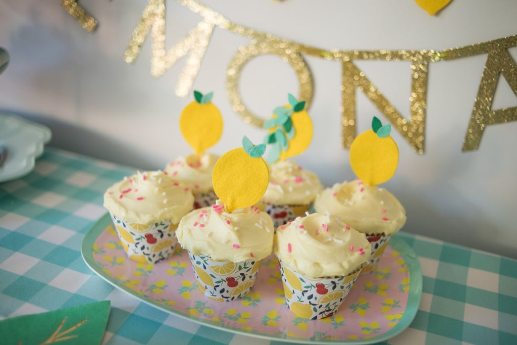 Lemon Party Cupcake Toppers Handmade by Sugar Moon Bloom