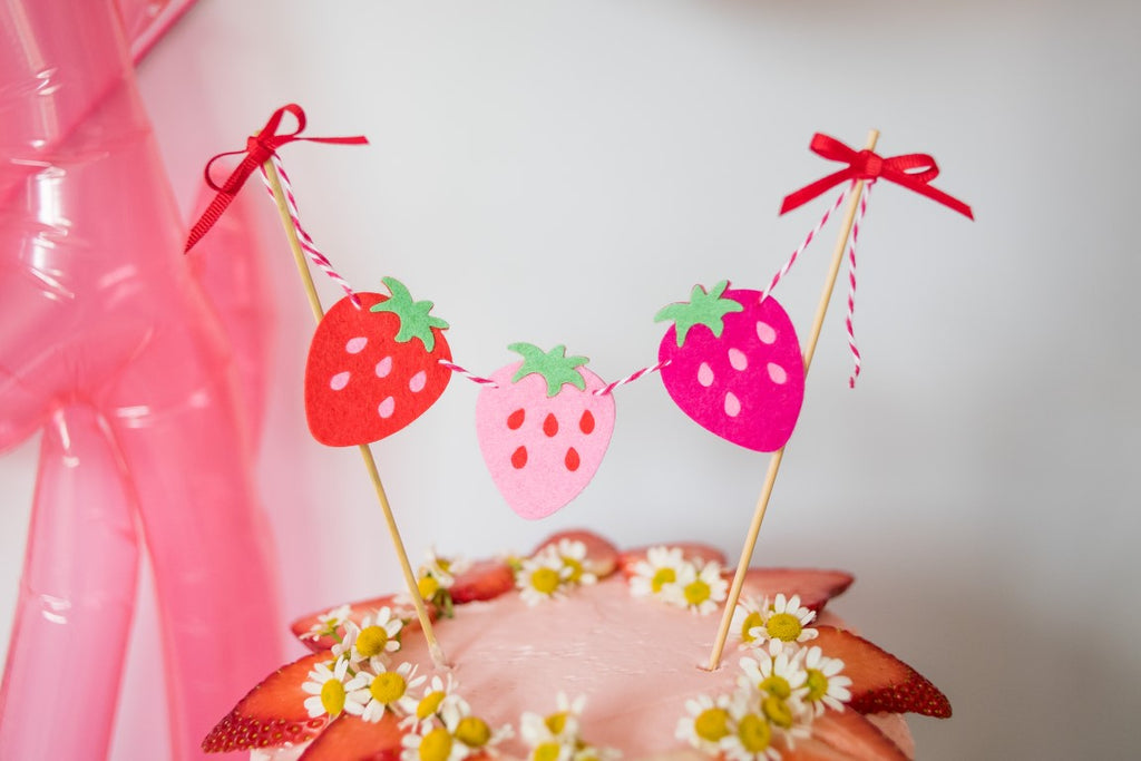 Strawberry Felt Cake Banner Handmade by Sugar Moon Bloom