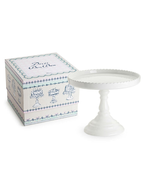 Porcelain Scalloped Round Cake Stand