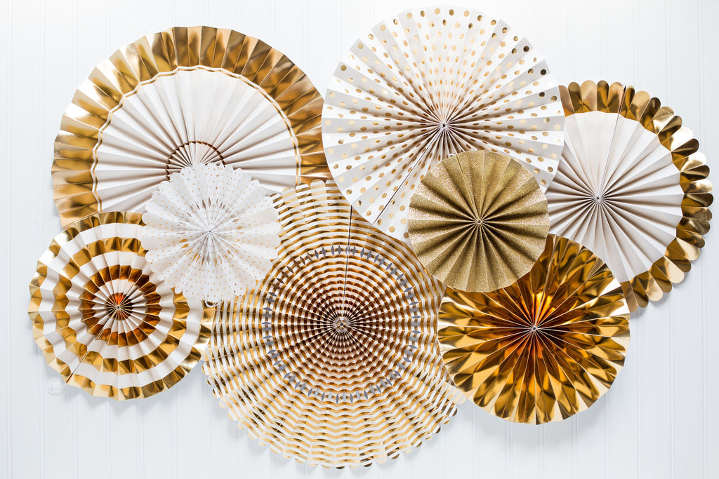 Fancy Party Fans in Gorgeous Gold (8-pack)
