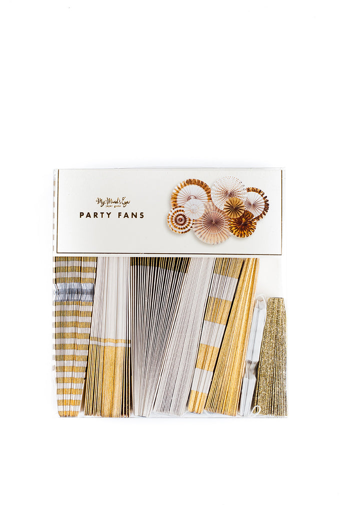 Fancy Party Fans in Gorgeous Gold (8-pack)
