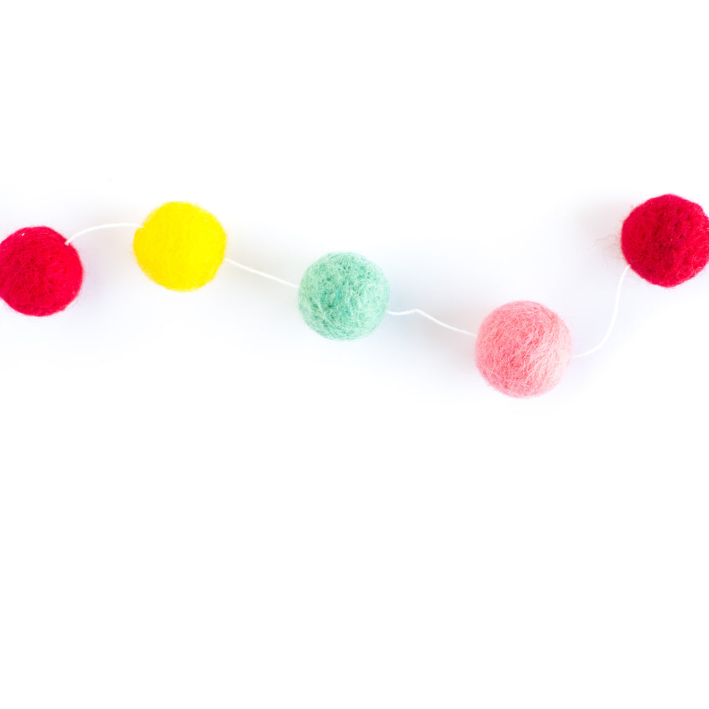 Felt Ball Garland in Bright Colors