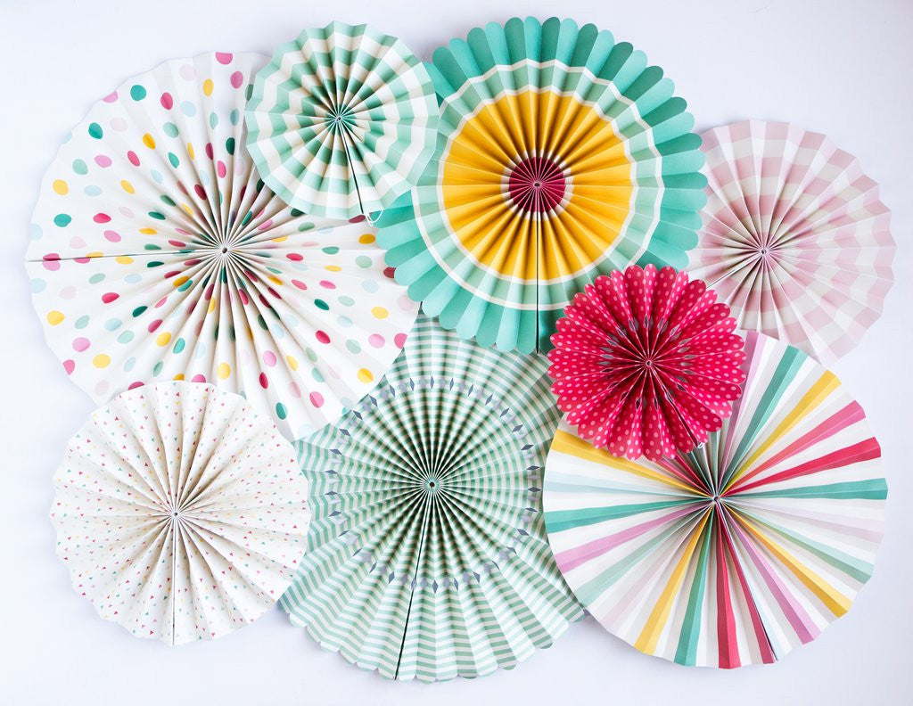 Party Fans in Fun Colors & Prints (8-pack)
