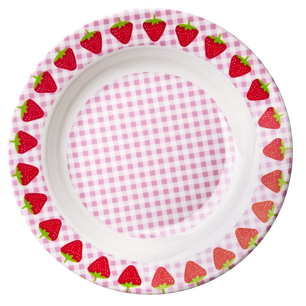 Melamine Bowl in Gingham & Strawberry Print