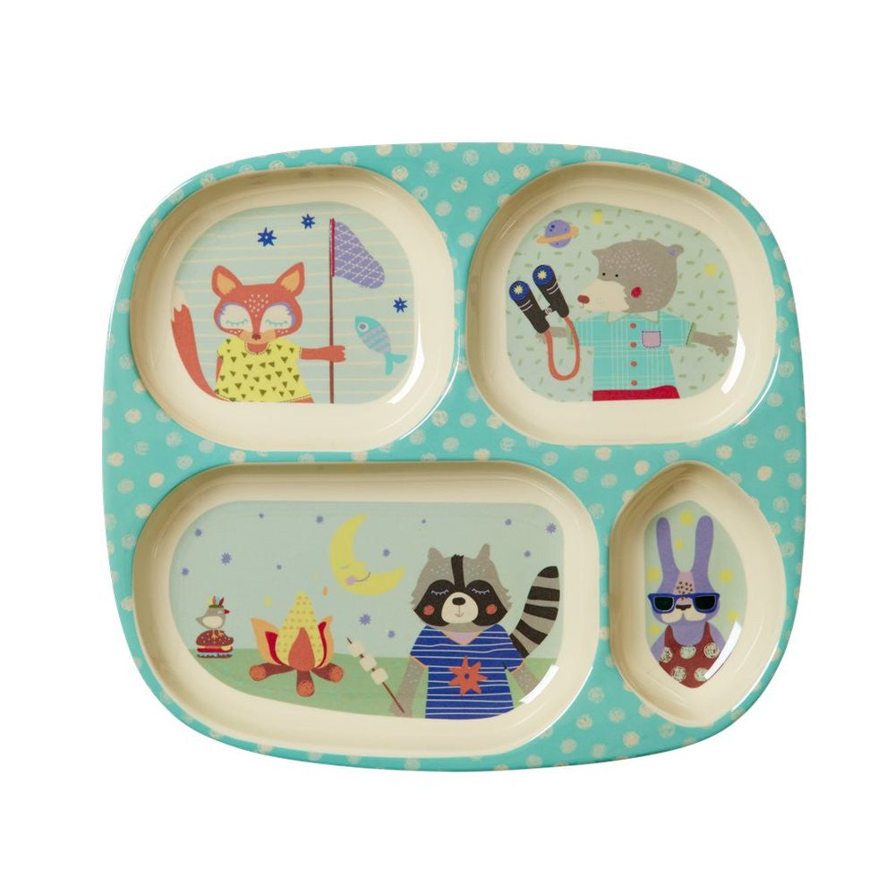 Toddler Divided Melamine Plate in Happy Camper Print