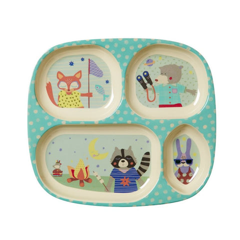 Toddler Divided Melamine Plate in Happy Camper Print