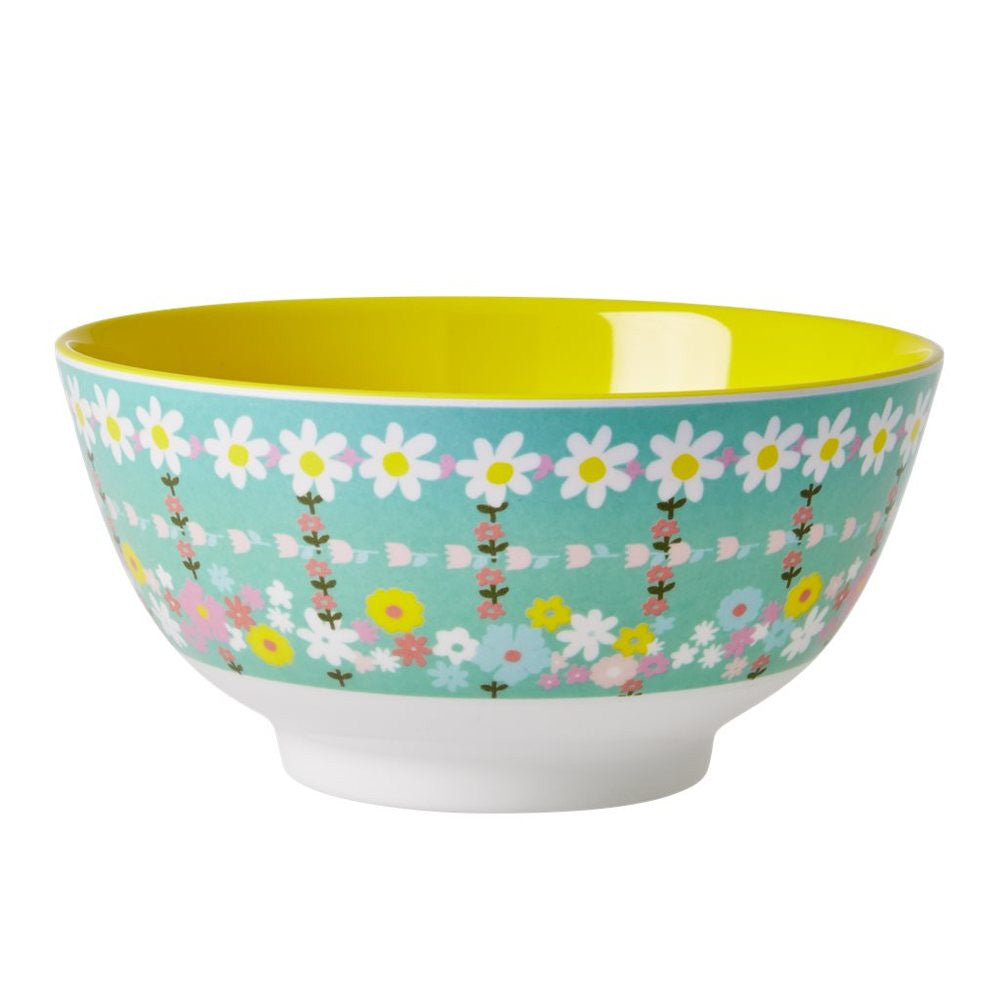 Melamine Bowl in Two Tone Retro Flower Print
