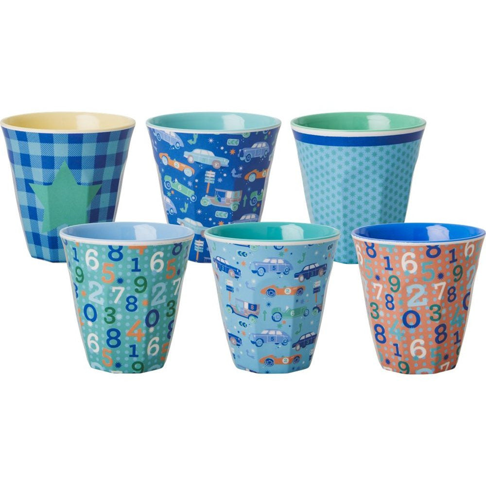 Small Melamine Cups in Bold Boy Prints (6-pack)