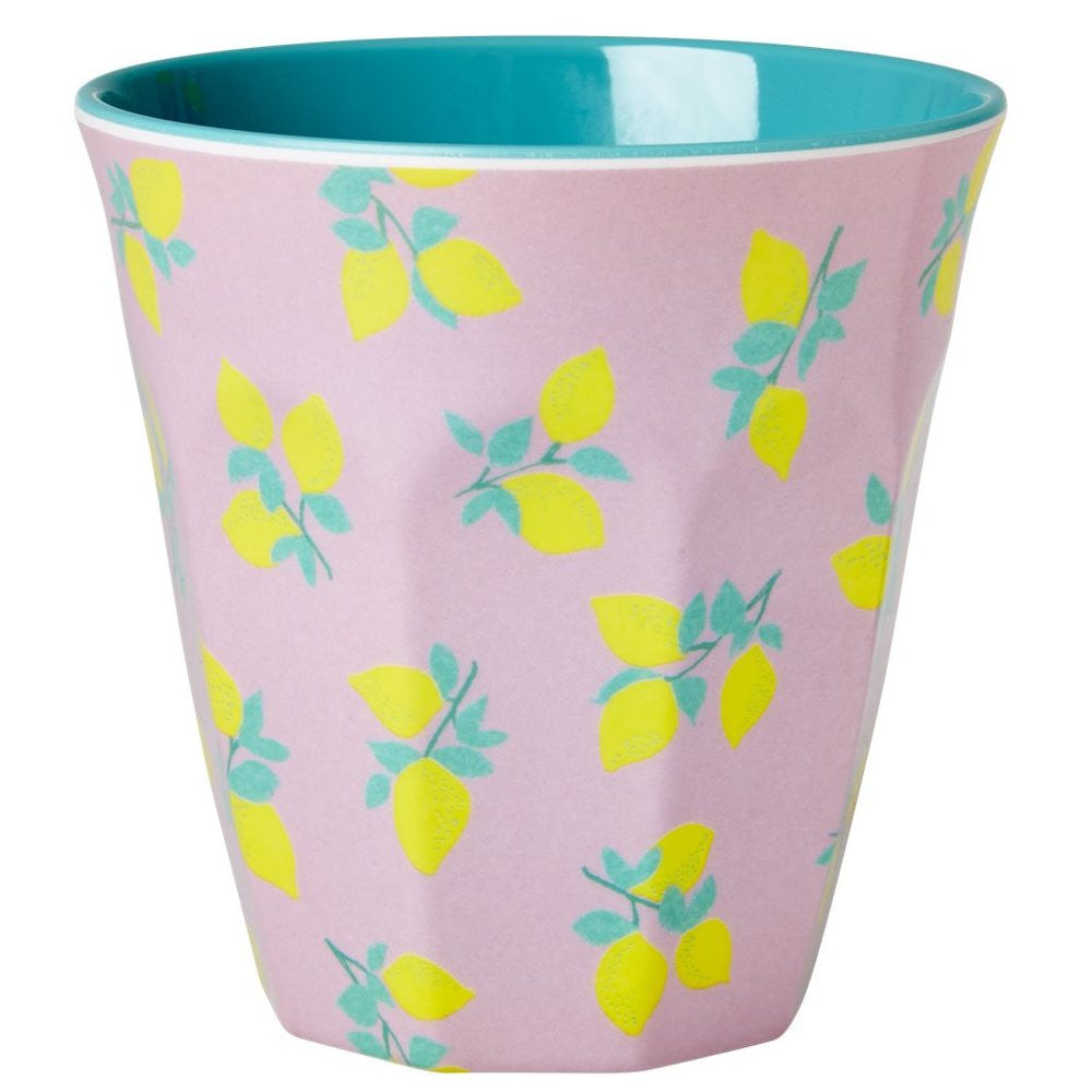 Medium Melamine Cup in Two Tone Lemon Print
