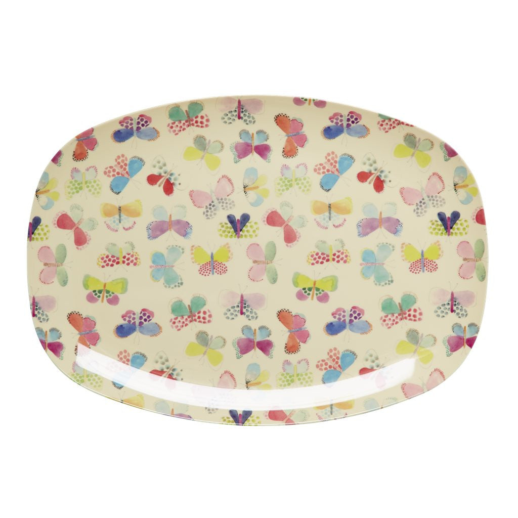 Rectangular Melamine Serving Plate in Butterfly Print