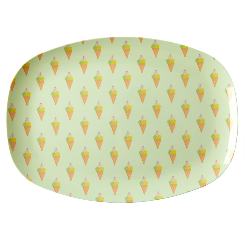 Rectangular Melamine Serving Plate in Ice Cream Print