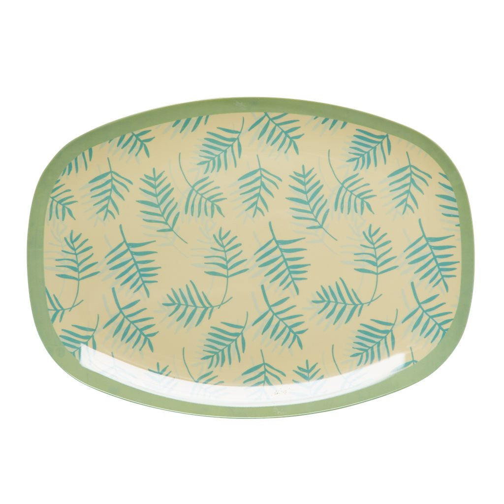 Rectangular Melamine Serving Plate in Palm Print