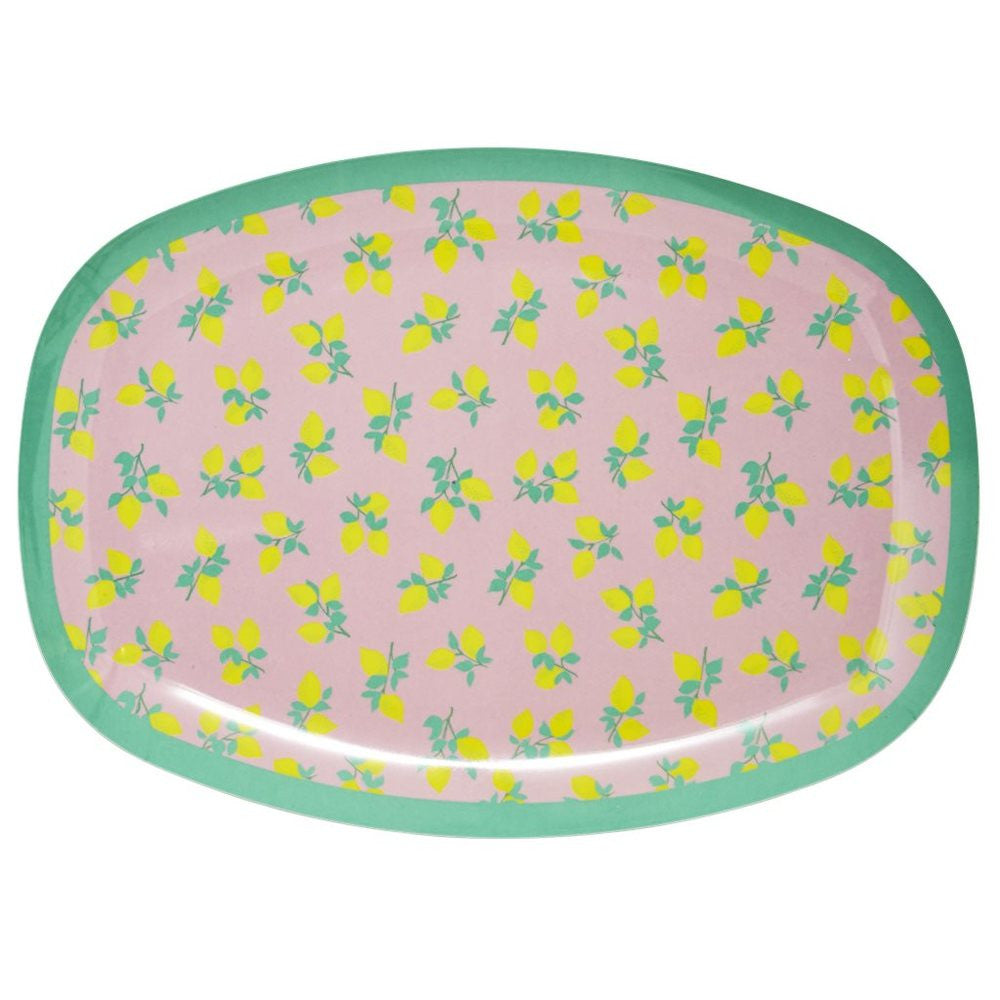 Rectangular Melamine Serving Plate in Lemon Print