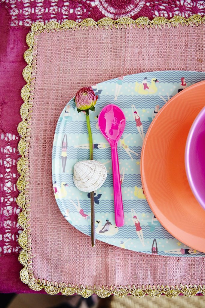 Rectangular Melamine Serving Plate in Mermaid and Swimster Print