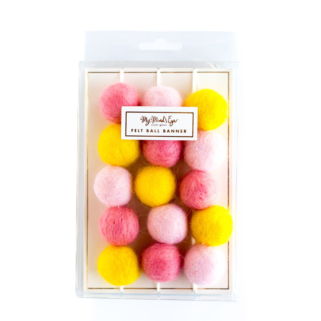 Felt Ball Garland in Pastel Pink & Yellow