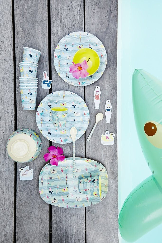 Medium Melamine Cup in Two Tone Mermaid and Swimster Print