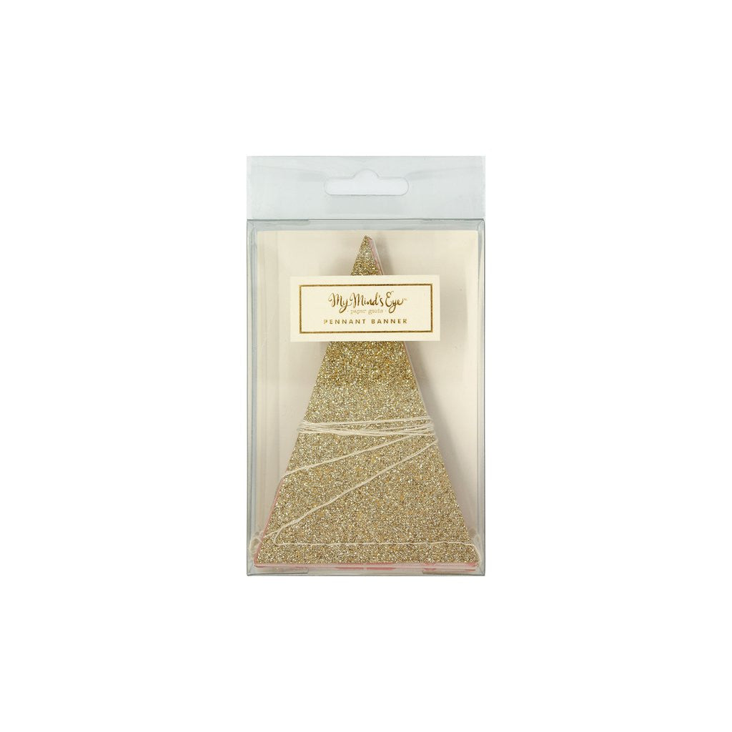 Gold Glitter and Pink Pennant Banner