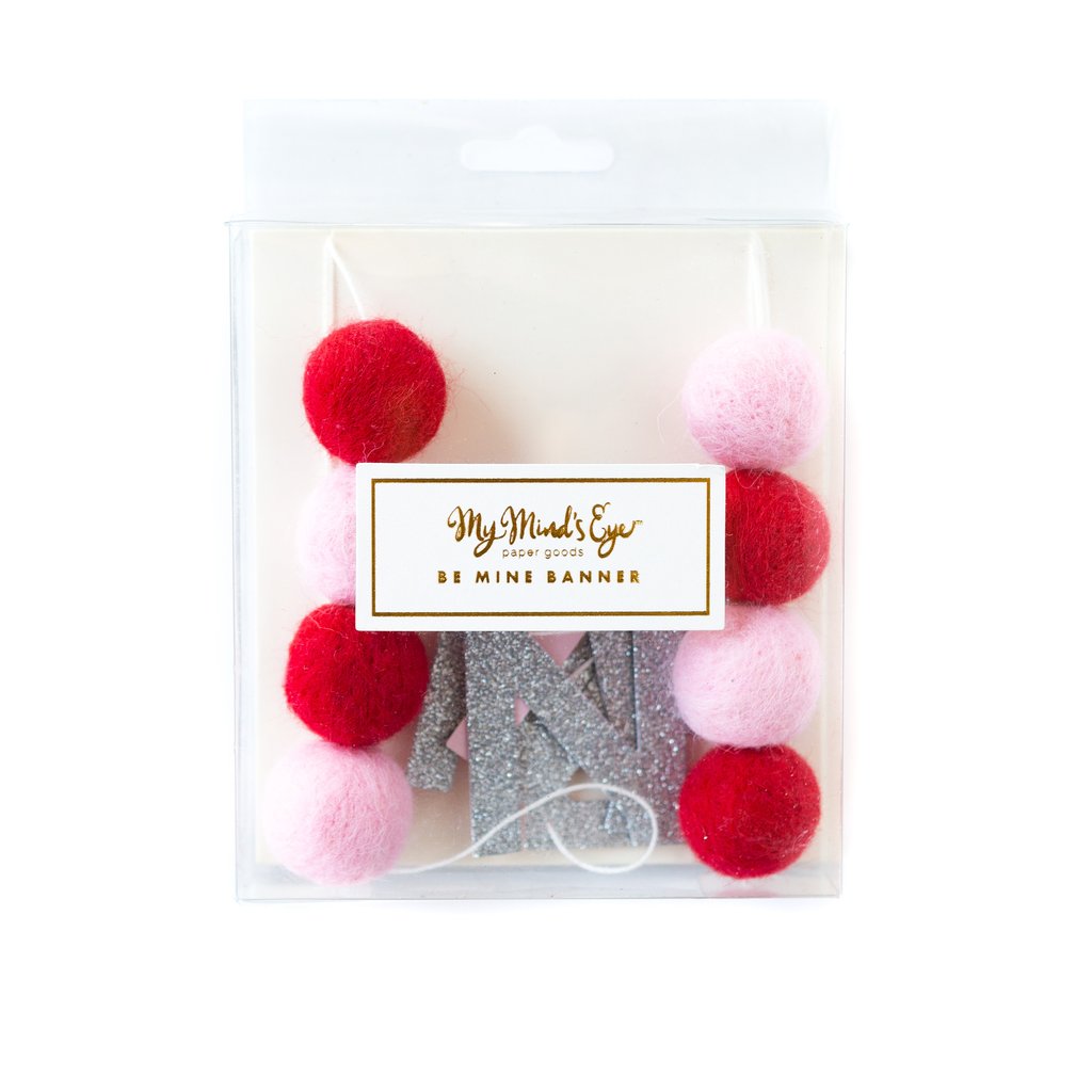 Valentine's Day Felt Ball Banner in "Be Mine"