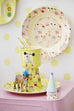 Toddler Small Round Melamine Plate in Yellow Circus Print