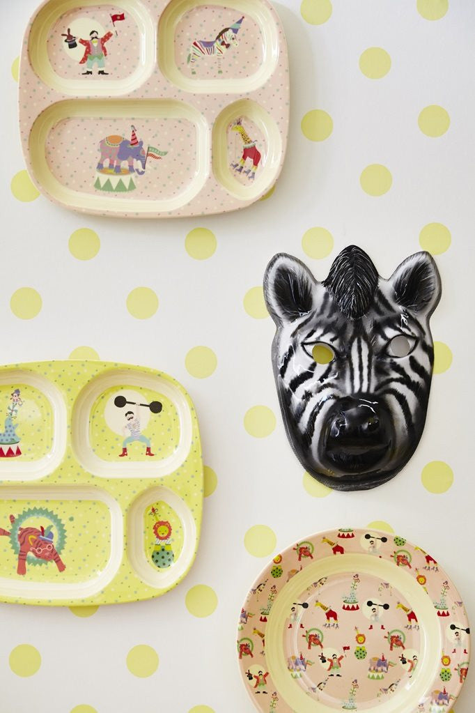 Toddler Divided Melamine Plate in Yellow Circus Print